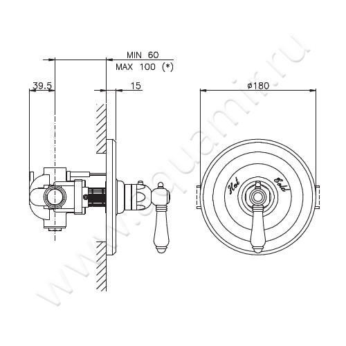 Смеситель термостатический Nicolazzi Thermostatic 4914CR34 размеры