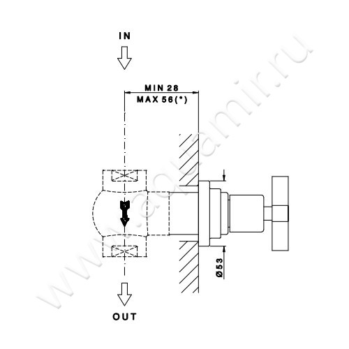 Запорный вентиль Nicolazzi Thermostatic 4912CR29 размеры