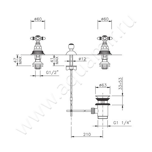 Смеситель для биде Nicolazzi Impero 1210GO36 размеры