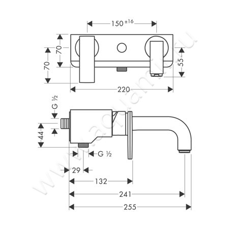 Однорычажный смеситель для ванны/душа Hansgrohe Axor Citterio 39400000 размеры