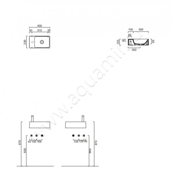 Раковина подвесная Catalano New Zero 14023VEBM размеры