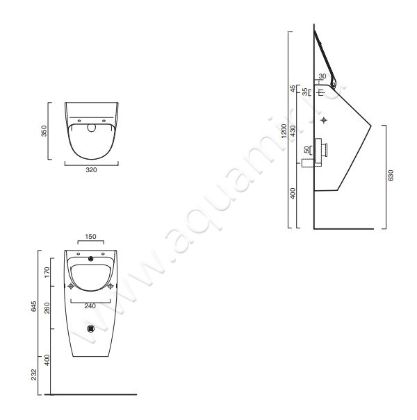 Писсуар Catalano Sfera 0932641001 / 1OR64F00 размеры
