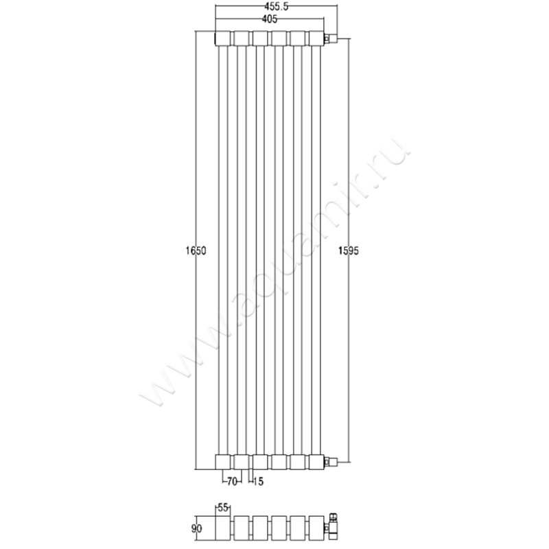 Полотенцесушитель водяной Margaroli Colonne 1-380 1380159506CR размеры