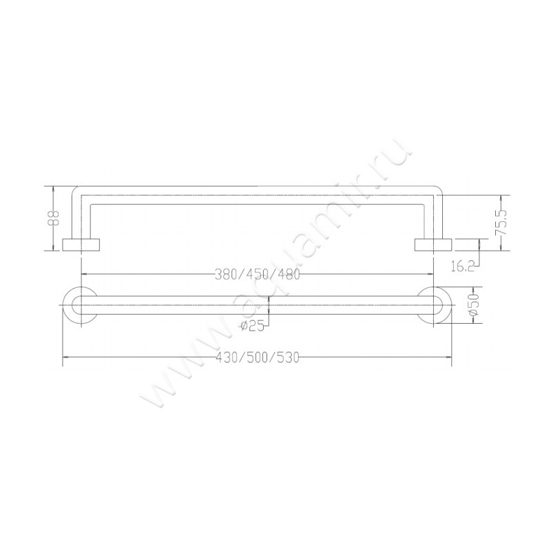 Полотенцесушитель электрический Margaroli Luce 521 521450CR размеры