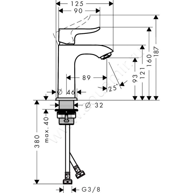 Смеситель для раковины Hansgrohe Metris 31186000 размеры