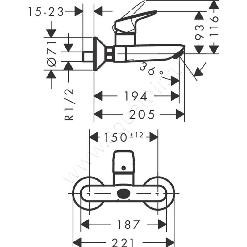 Смеситель для раковины Hansgrohe Logis 71225000 размеры