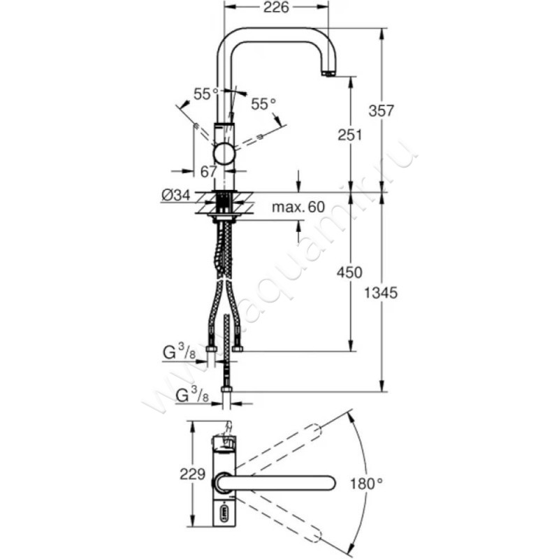 Однорычажный смеситель для раковины Hansgrohe Metropol Classic 31303000 размеры