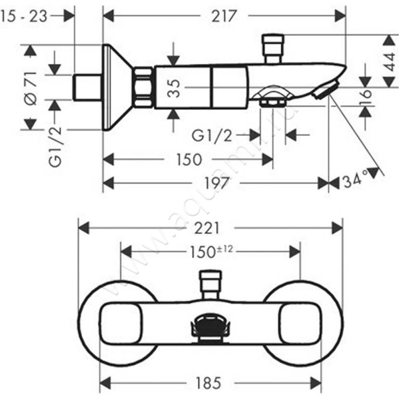 Смеситель для ванны Hansgrohe Logis 71243000 размеры