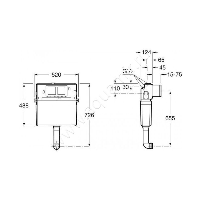 Смывной бачок скрытого монтажа Roca Basic Tank 7890090200 размеры