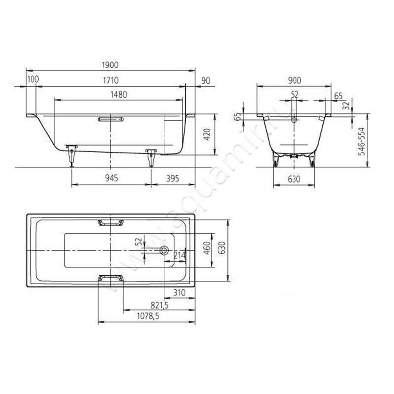 Ванна стальная Kaldewei Puro Star 2596.0001 3001 размеры