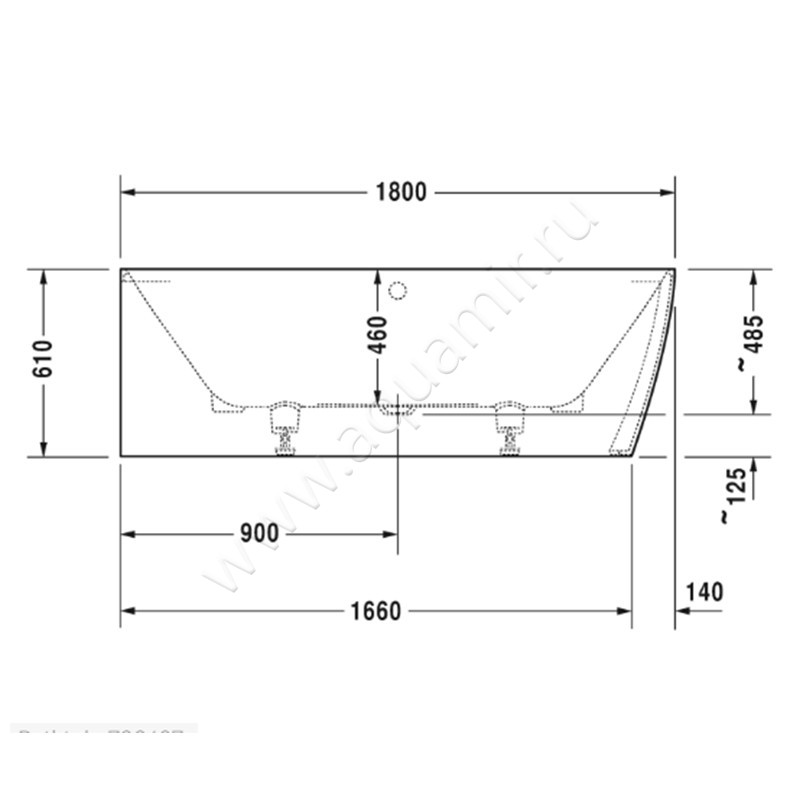 Ванна из минерального литья Duravit DuraSquare 700427000000000 размеры