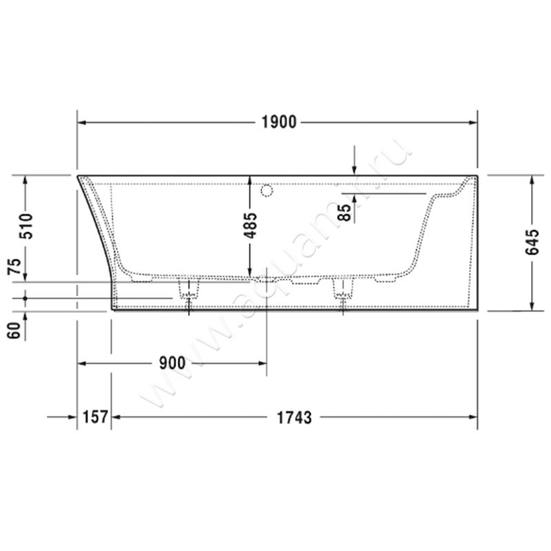 Ванна из минерального литья Duravit Cape Cod 700363000000000 размеры