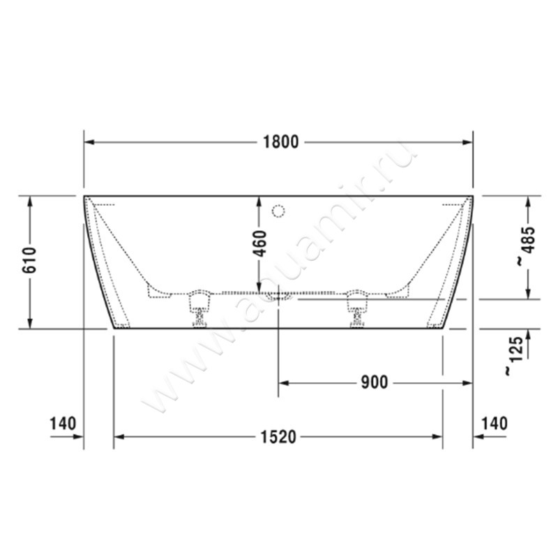 Ванна из минерального литья Duravit DuraSquare 700429000000000 размеры