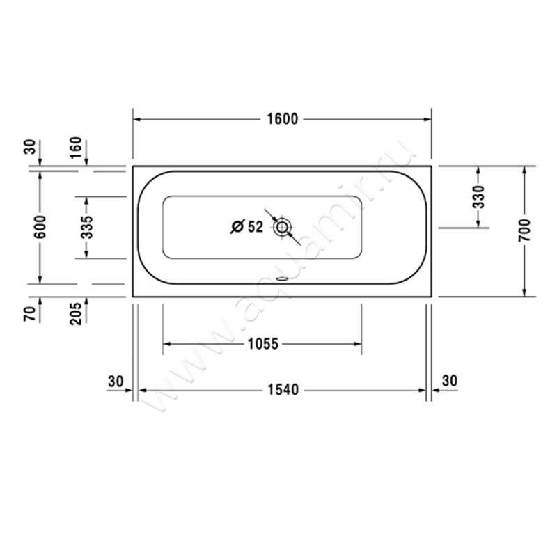 Ванна акриловая Duravit Happy D.2 700309000000000 размеры