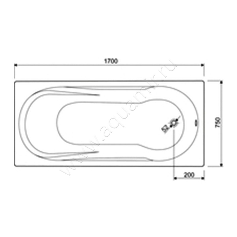 Ванна акриловая Cezares Modena MODENA-170-75-41 размеры