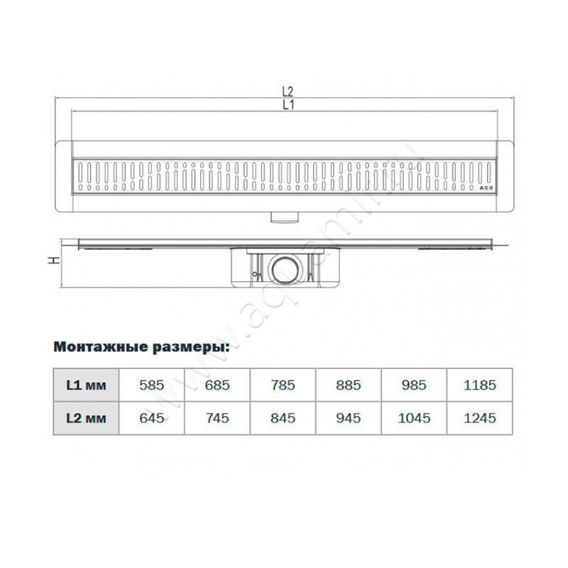 Дренажный канал Aco Showerdrain C 9010.88.27 размеры