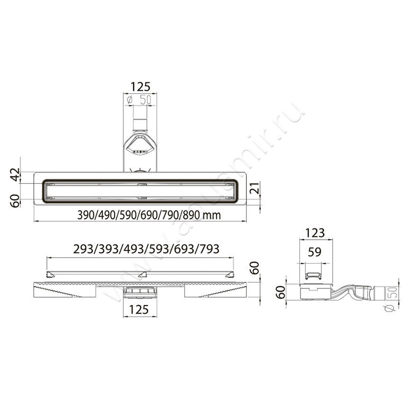 Душевой лоток с решеткой Berges Wasserhaus C1 Brise 09 01 33 размеры