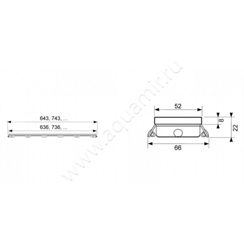 Стеклянная панель для слива TECE Drainline 600890 размеры