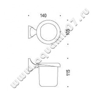 Стакан настенный Colombo Melo B1202.000 размеры