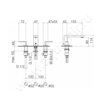 Смеситель для раковины Dornbracht LULU 20713710-00 размеры