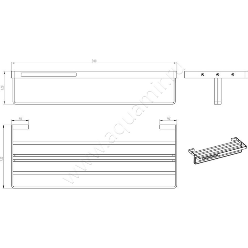 Полка для полотенец Boheme Q 10947-G-B размеры
