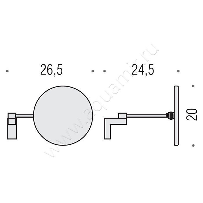 Зеркало косметическое Colombo Luna B0125.000 размеры