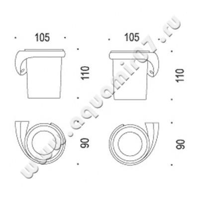 Стакан настенный Colombo Link B2402 DX.000 размеры