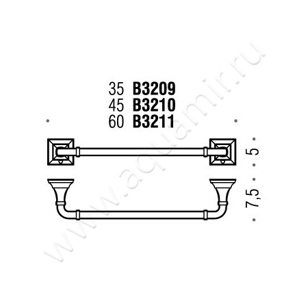 Полотенцедержатель Colombo Portofino B3209.CR размеры