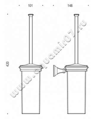 Ершик настенный Colombo Portofino B3207 размеры