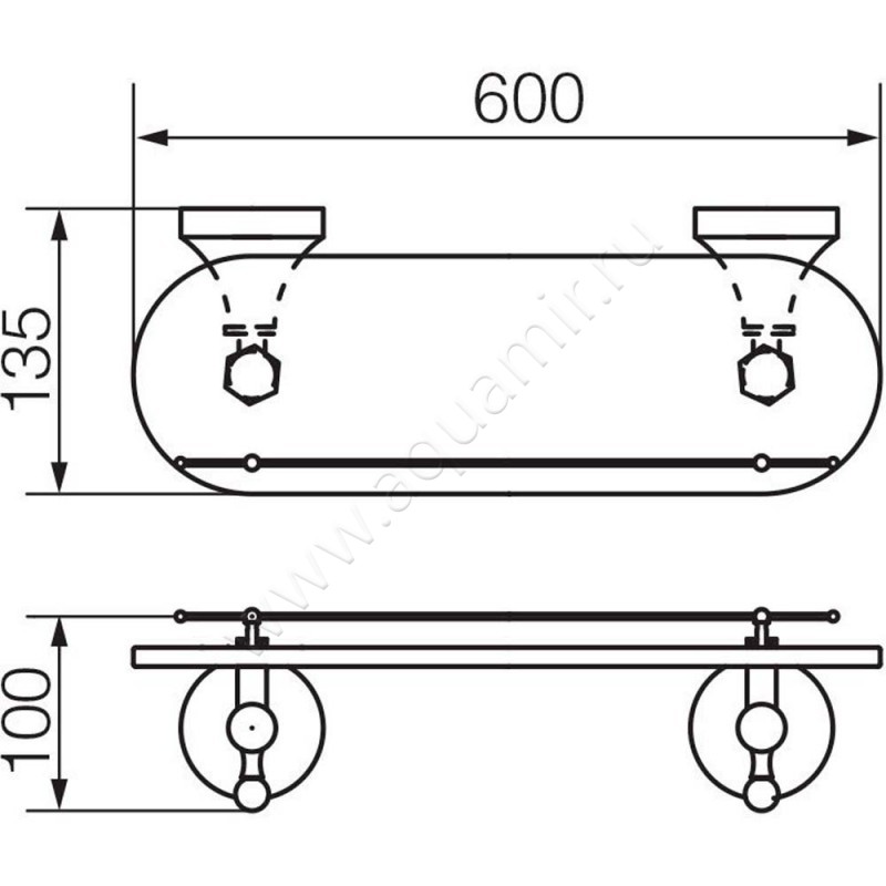 Полка под зеркало Veragio Gialetta VR.GIL-6411.CR размеры