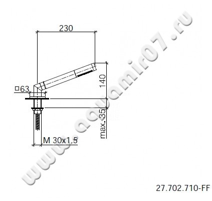 Душевой гарнитур Dornbracht LULU 27 702 710-00 размеры