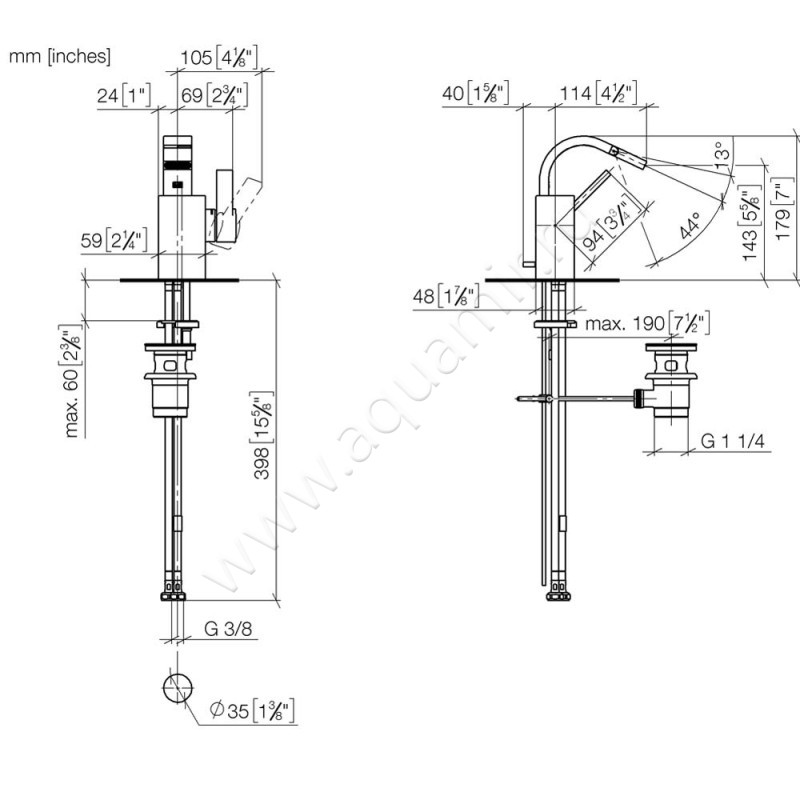 Смеситель для биде Dornbracht МЕМ 33600782-00 размеры