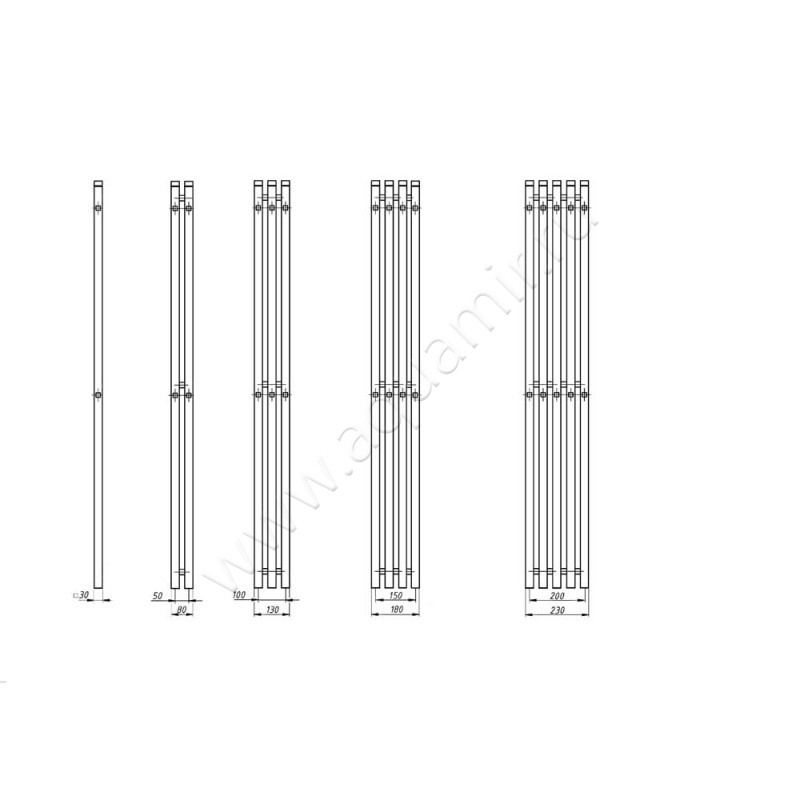 Электрический полотенцесушитель с крючками Grota CORSA CORSA-EL1801800-CRMK размеры