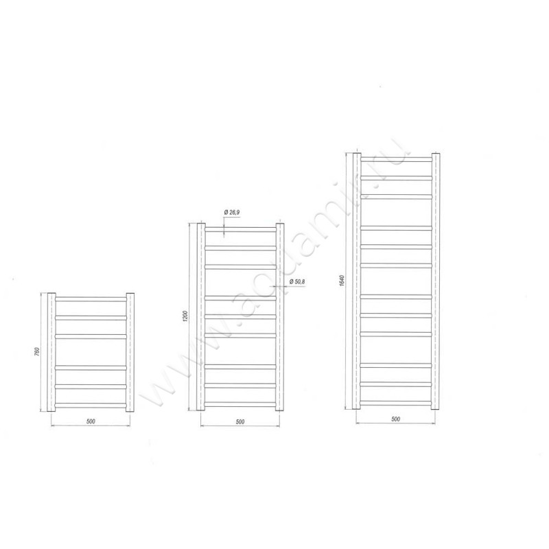 Полотенцесушитель электрический Grota Grosso GROSSO-EL5501640-CRM размеры
