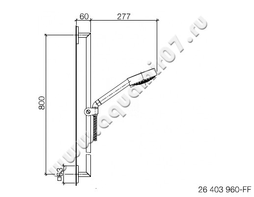 Душевой гарнитур Villeroy & Boch Cult 26 403 960-00 размеры
