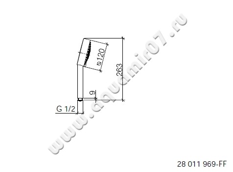 Душевая лейка Villeroy & Boch Cult 28 011 969-00 размеры