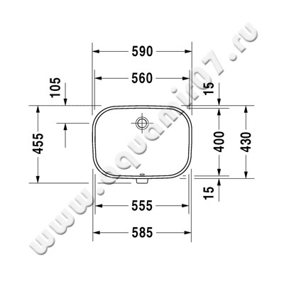 Раковина встраиваемая снизу под столешницу без отверстий Duravit D-Code 0338560000 размеры