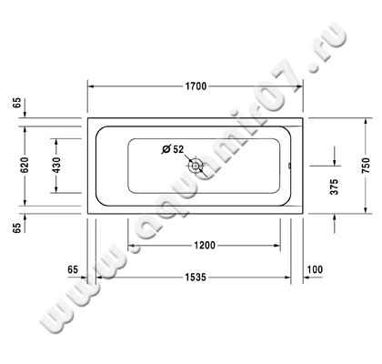 Акриловая ванна Duravit D-Code 700099000000000 размеры