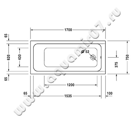 Акриловая ванна Duravit D-Code 700100000000000 размеры