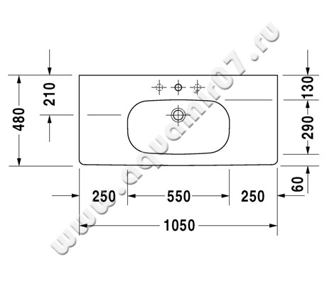Раковина мебельная накладная Duravit D-Code 03421000002 размеры