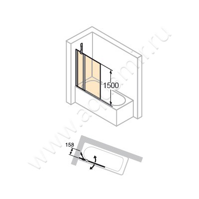 Шторка на ванну Huppe Design elegance 8E2001087321 размеры
