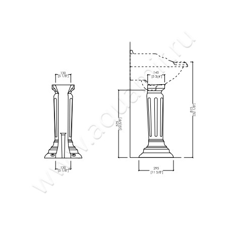 Пьедестал для раковины Devon & Devon Cambridge IBCOLWIND размеры