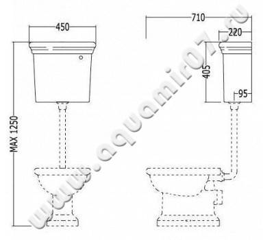 Бачок низкий для унитаза Devon & Devon Etoile IBCBET размеры