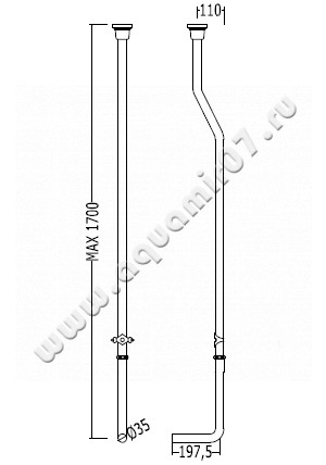 Патрубок для высокого бачка Devon & Devon Etoile IB1043CP размеры