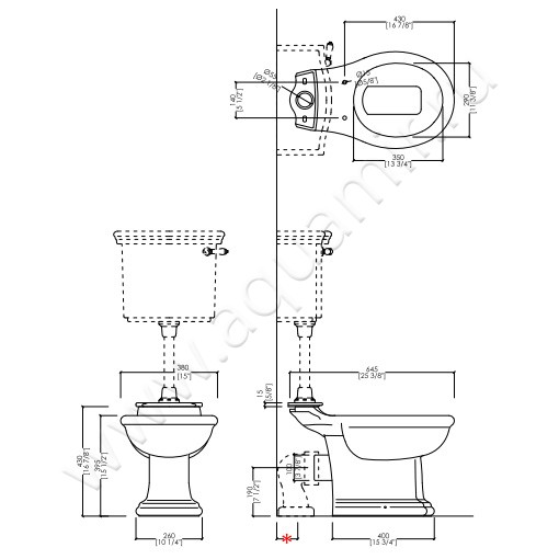Унитаз приставной Devon & Devon NEW ETOILE IBWCNET размеры