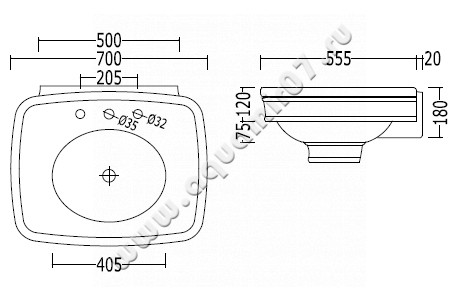 Раковина подвесная Devon & Devon Rose IBLG(1-3)FROSE размеры