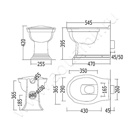 Унитаз приставной Devon & Devon WESTMINSTER IBWCWBTW размеры