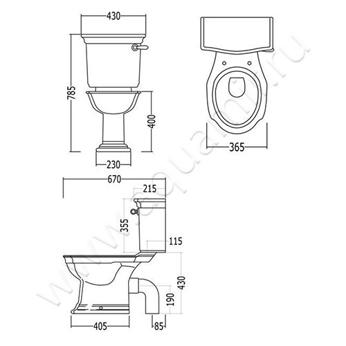 Унитаз напольный Devon & Devon WESTMINSTER IBWCWES размеры