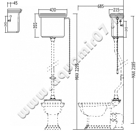 Бачок высокий для унитаза Devon & Devon Westminster IBCAWES размеры