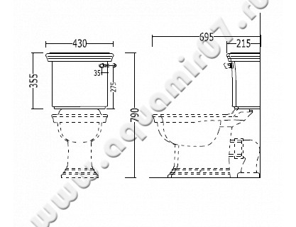 Бачок для унитаза Devon & Devon Westminster IBCBWES размеры